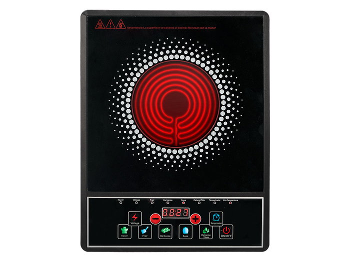 Argon Plaque de cuisson infrarouge 2000W digitale 28 x 6 x 36 cm noir et rouge verre (Set de 6)