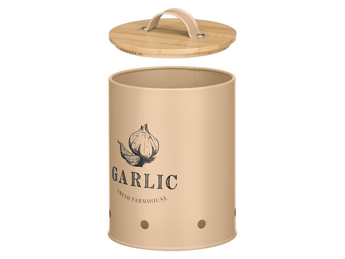 Kinvara Pot à ail avec Couvercle en Bambou Beige