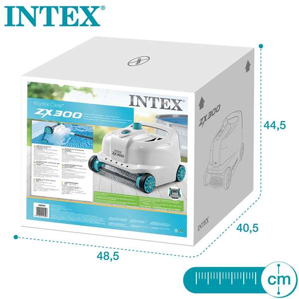 Intex ZX300 Robot nettoyeur de piscine automatique, pour fond et parois, âge min. 6 ans, boîte et notice en espagnol/anglais Intex ZX300 Robot nettoyeur de piscine automatique, pour fond et parois, âge min. 6 ans, boîte et notice en espagnol/anglais