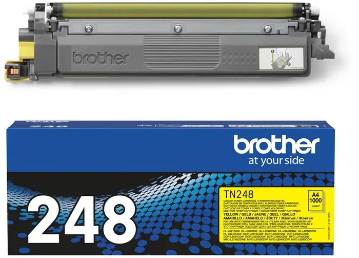 Brother TN248 - Toner Jaune Standard (1000 pages) - Compatible HL-L3220CWE, HL-L3240CDW, DCP-L3520CDWE, MFC-L3740CDWE - Pour impressions professionnelles