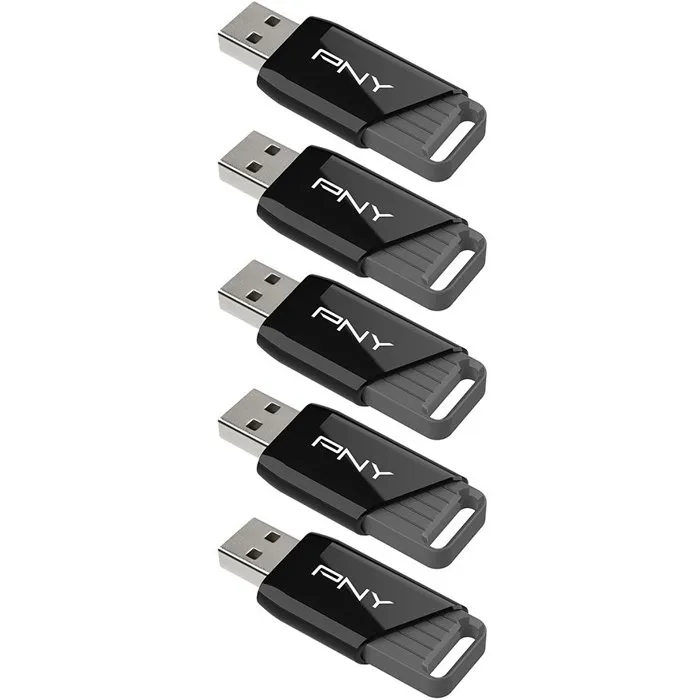 PNY - Pack de 5 clés USB 3.2 Attaché X 64 Go - Jusqu'à 130 Mo/s - Stockage portable haute vitesse