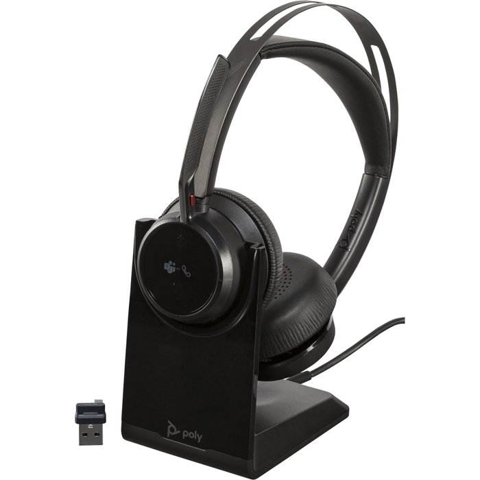 HP Poly Voyager Focus 2 MS avec station de charge et adaptateurs USB-C/A - Noir