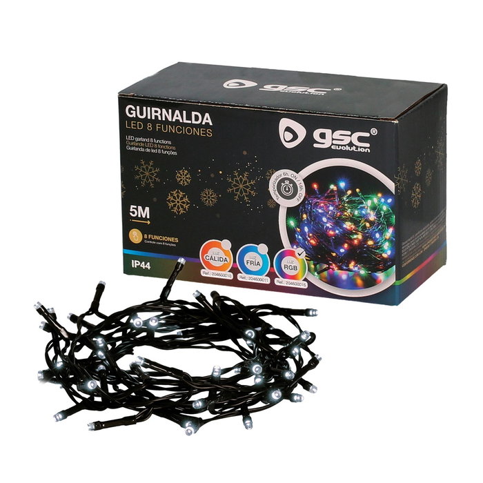 Bambasy Guirlande LED 5m 8 fonctions Lumière froide Bambasy Guirlande LED 5m 8 fonctions Lumière froide