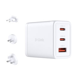 D-Link DCP-651 Chargeur mural GaN 65W 2x USB-C 1x USB-A blanc