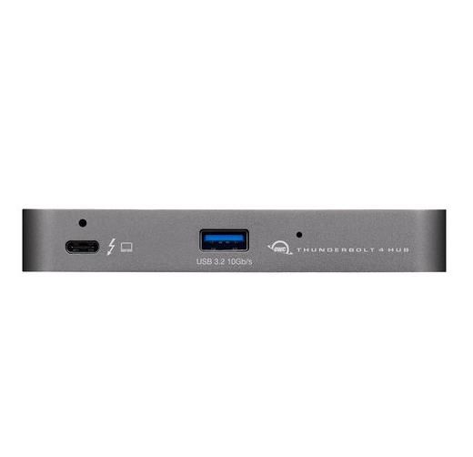 OWC Hub Thunderbolt 4 avec 4 ports USB-C (40 Gb/s), port USB 3.2 Gen 2 Type-A, support double écran 4K ou simple 5K/6K/8K, gris sidéral