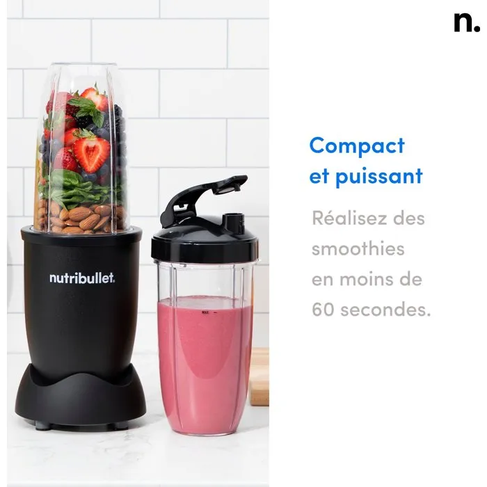 Nutribullet Pro NB907MAB Noir Mélangeur 900W - Tasse sans BPA, Lames inox, Extraction Nutriments
