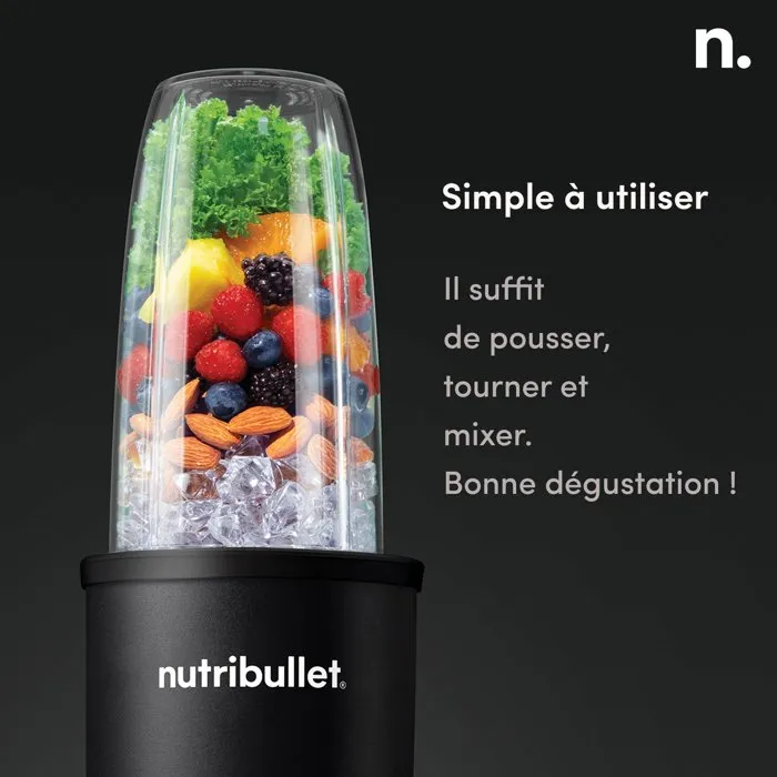 Nutribullet Pro NB907MAB Noir Mélangeur 900W - Tasse sans BPA, Lames inox, Extraction Nutriments