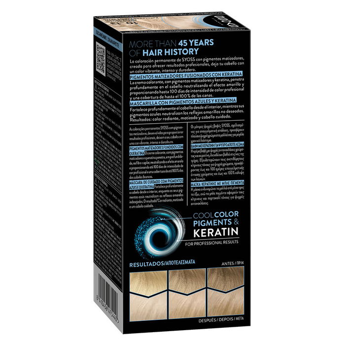Syoss PERMANENT COOL COLOR #10.13-Rubio Ártico 1 u - Teinture permanente enrichie en kératine