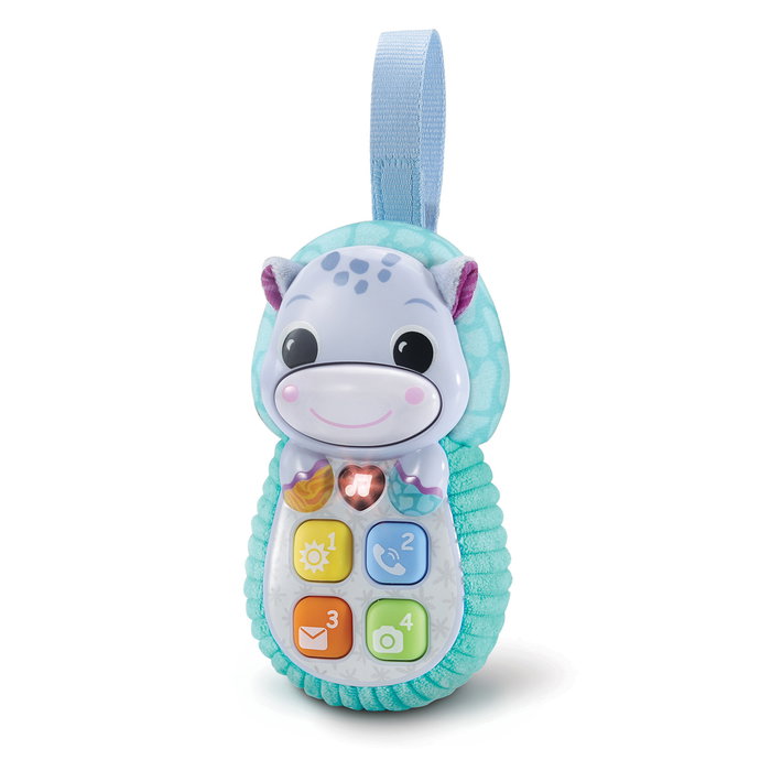 V-Tech Téléphone pour Bébé Hippo-Pop It Bleu avec Boutons Pop-It Silicone Apprentissage Couleurs Nombres 3 Mois et Plus Modèle 80-566822