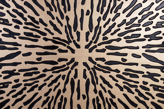 GINER Y COLOMER Tête de lit design en MDF, finition dorée et noire, artisanale, dimensions 120 x 120 x 3 cm