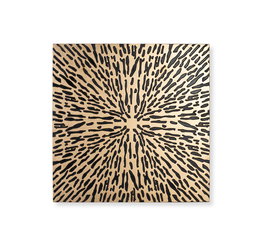 GINER Y COLOMER Tête de lit design en MDF, finition dorée et noire, artisanale, dimensions 120 x 120 x 3 cm