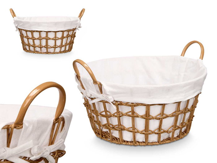 Kipit Corbeille Ronde avec Anses Naturelle 45x25x40cm Tissu et Plastique (Set de 12) Kipit Corbeille Ronde avec Anses Naturelle 45x25x40cm Tissu et Plastique (Set de 12)