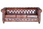 Giner y Colomer Sofa Chester 3 Places en Cuir Brun Vieilli - Canapé en Cuir Naturel Marron (76x200x85 cm)