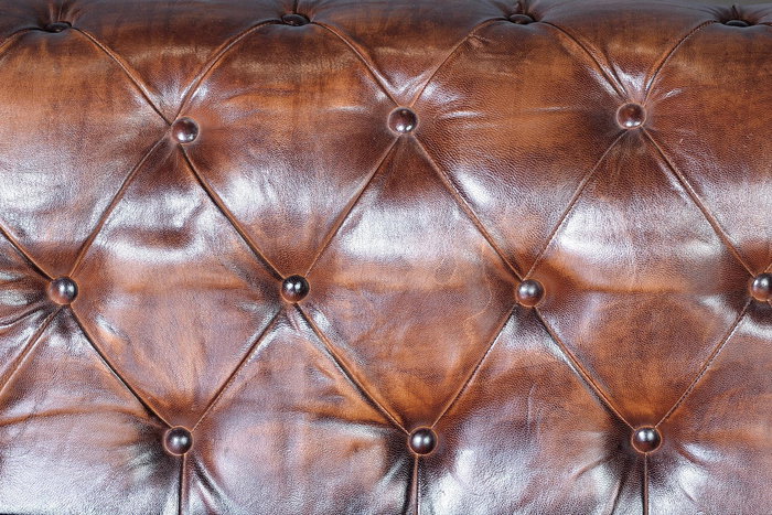 Giner y Colomer Sofa Chester 3 Places en Cuir Brun Vieilli - Canapé en Cuir Naturel Marron (76x200x85 cm)