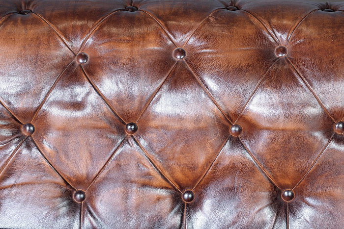 Giner y Colomer Sofa Chester 3 Places en Cuir Brun Vieilli - Canapé en Cuir Naturel Marron (76x200x85 cm)