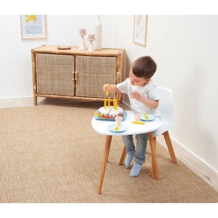 Ecoiffier 1680 Gâteau d'anniversaire Vert Azur - Jeu d'imitation avec 6 parts, 6 bougies, plat, verres, assiettes, cuillères - Jouet en plastique de qualité supérieure