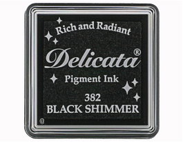 Tsukineko DELICATA Tampon encreur noir métallique brillant 33x33mm