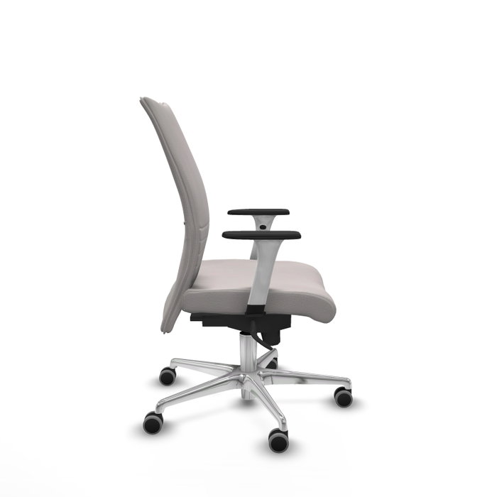 Piqueras Y Crespo Silla Albacete confidente, Blanc, Similpiel, Base Aluminium, Brazos 1D, Ruedas 65 mm parqué