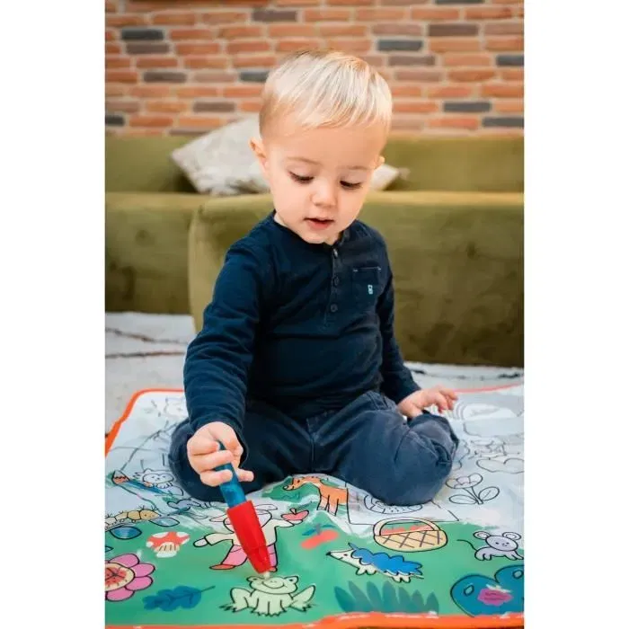 Nathan Coloréo Baby - Activité créative pour bébé, coloriage magique à l'eau avec tapis et feutre adapté aux petites mains, sans taches