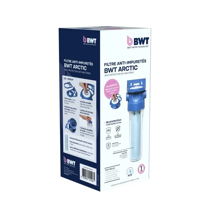 BWT - Station antitartre duplex 4-en-1 PUREPHOS avec cartouches ARCTIC 20 µm et PURESILI - Filtration, antitartre et anticorrosion