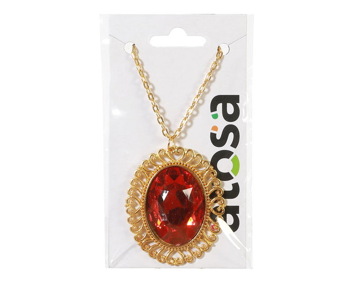 Atosa Collier avec Pendentif de Rubis Rouge pour Déguisement de Vampire