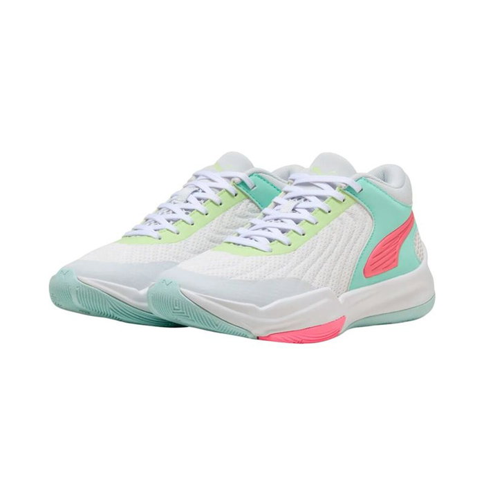 Chaussures de Basket-Ball pour Enfants Puma Court Pro 2 Blanc Vert XL