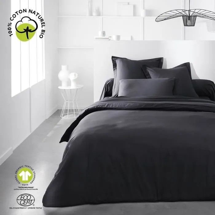 Today Housse de couette Organic 240x260 cm 100% Coton 57 fils/cm² avec fentes passe main et boutonnière - Certifications GOTS et Oeko-Tex - Pour lit 2 personnes