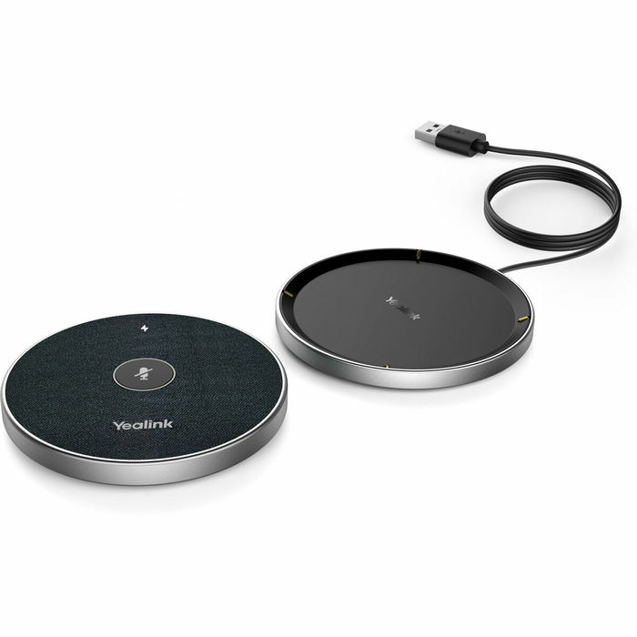 Yealink VCM36-W Microphone sans fil USB-C pour bureau, noir, portée 6 m avec batterie et bouton marche/arrêt