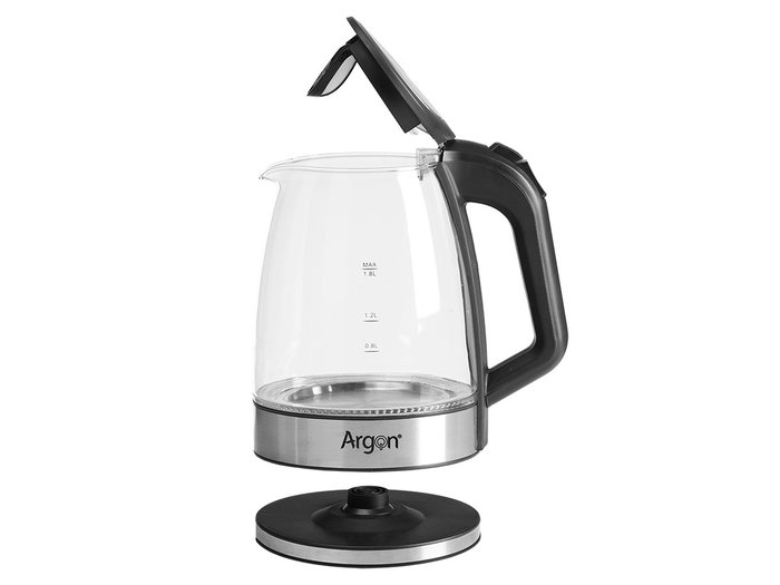 Argon Bouilloire Cristal Acier Inoxydable 2000W 1,8L Noir Transparent 23x24x16 cm (Set de 6)