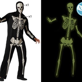 Déguisement Adulte Homme Costume Squelette Brillant dans le Noir avec Masque Taille XL - Noir - Polyester - Halloween 2025