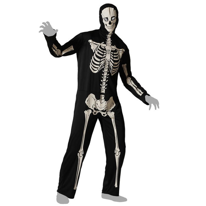 Déguisement Adulte Homme Costume Squelette Brillant dans le Noir avec Masque Taille XL - Noir - Polyester - Halloween 2025