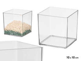 Giftdecor Jarron Aparenza Carré Acrylique Transparent 10x10x10 cm (Set de 24)