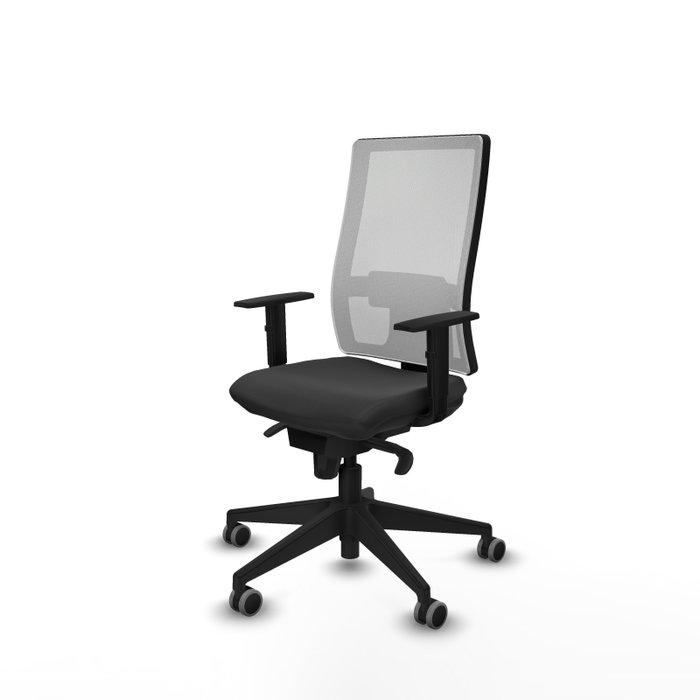 PIQUERAS Y CRESPO Chaise de bureau Horna, Similicuir gris foncé et maille blanche