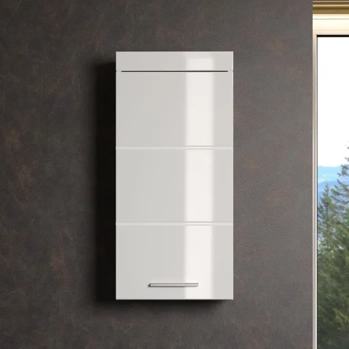 Trendteam Amanda - Rangement haut 1 porte pour salle de bain - Blanc - Dimensions 37 x 23 x 77 cm