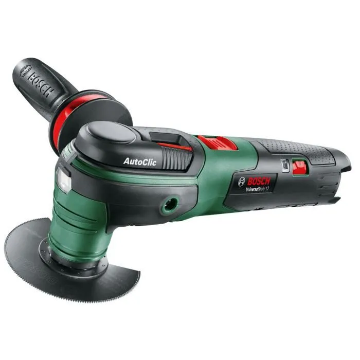 Bosch UniversalMulti 12 - Outil multifonction sans fil 12V avec système Autoclic, batterie Li-Ion et coffret de transport - Découpe, sciage, ponçage