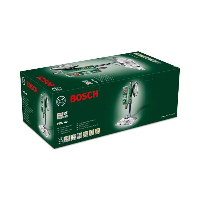 Bosch PBD 40 - Perceuse à colonne de 710 W avec butée parallèle et pince à serrage rapide, mandrin de précision sans clé