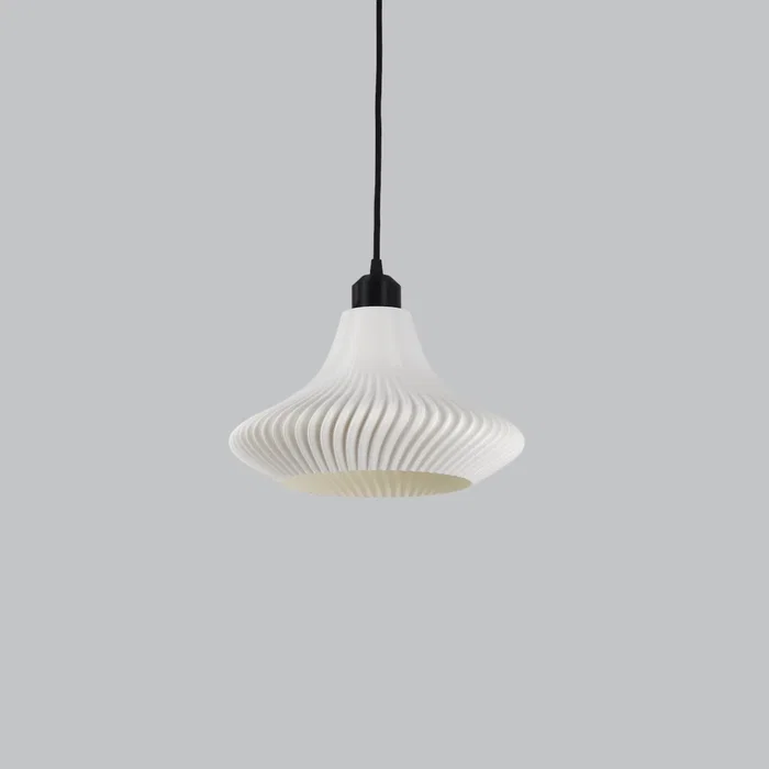 Lampe Suspendue "Vita" Blanc/Florón Negro/Câble Noir