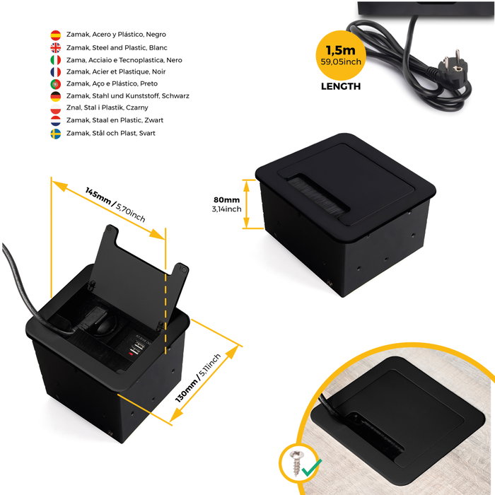 Emuca Multiconnecteur Atom 14 Noir Emuca Multiconnecteur Atom 14 Noir