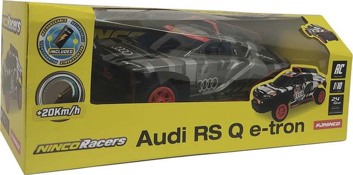 Ninco - Voiture Télécommandée Audi RS Q E-Tron 1:10, Émetteur 2.4 GHz, Batterie 7.4V, Carrosserie Thermoformée Résistante - 40x14x20 cm Ninco - Voiture Télécommandée Audi RS Q E-Tron 1:10, Émetteur 2.4 GHz, Batterie 7.4V, Carrosserie Thermoformée Résistante - 40x14x20 cm