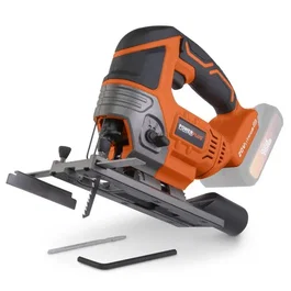 Dual Power POWDP25300 - Scie sauteuse pendulaire sans fil 20V pour bois avec vitesse variable 0-2300 tr/min - Orange