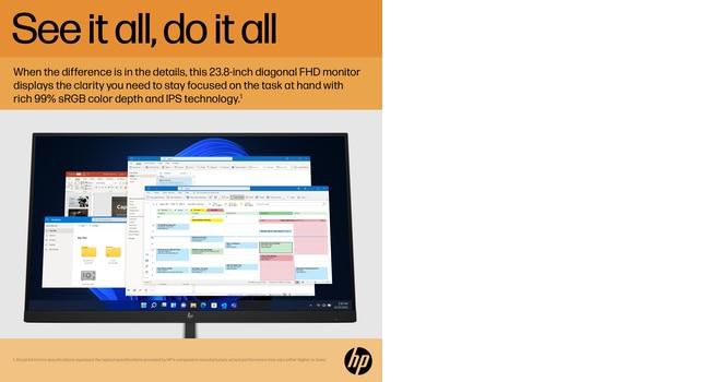 HP Écran E24 G5 - 23,8 Pouces FHD (1920x1080) IPS - 75 Hz - Réglage Hauteur/Pivot - Micro-bordure 3 côtés - Connectivité complète - HP Eye Ease HP Écran E24 G5 - 23,8 Pouces FHD (1920x1080) IPS - 75 Hz - Réglage Hauteur/Pivot - Micro-bordure 3 côtés - Connectivité complète - HP Eye Ease