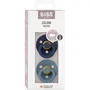 Bibs Sucette bébé Deep Space Petrol, Embout rond, Pack de 2