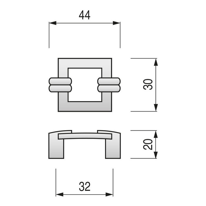 Giusti Set de 50 Tiradores Monroe Zmk 44x35 mm C32 pour Meubles - Alliage Zamak, Finition Chrome