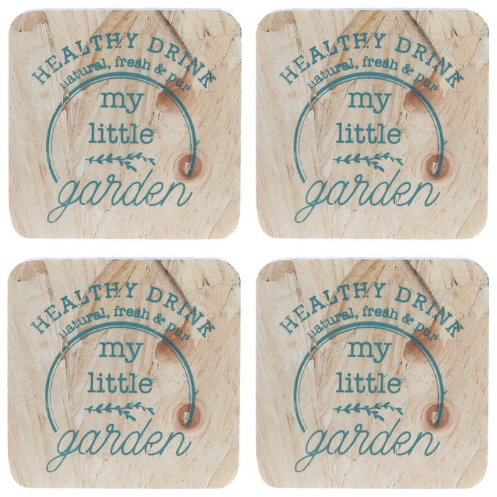 Home Deco Factory Lot de 4 posavasos en bois 10x10 cm LITTLE MARKET Home Deco Factory Lot de 4 posavasos en bois 10x10 cm LITTLE MARKET