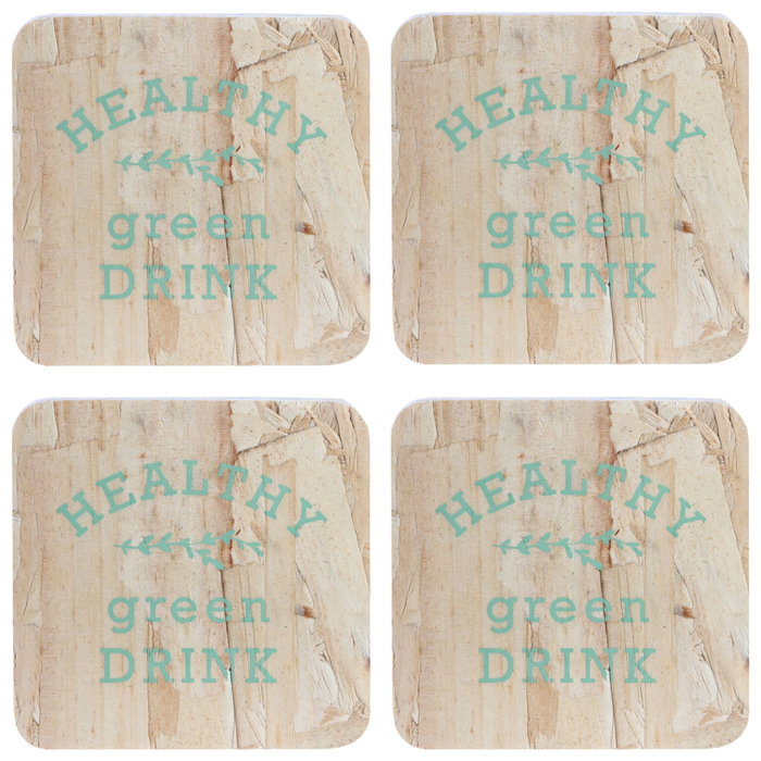 Home Deco Factory Lot de 4 posavasos en bois 10x10 cm LITTLE MARKET Home Deco Factory Lot de 4 posavasos en bois 10x10 cm LITTLE MARKET