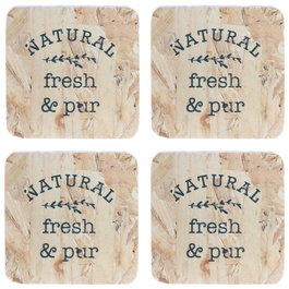 Home Deco Factory Lot de 4 posavasos en bois 10x10 cm LITTLE MARKET