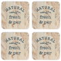 Home Deco Factory Lot de 4 posavasos en bois 10x10 cm LITTLE MARKET