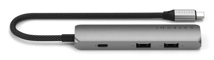 Satechi - Adaptateur multiport USB-C Slim 4-en-1 avec sortie HDMI 4K, port USB 3.0 (10 Gbps), 100W - Space Grey