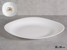 Vivalto Assiette Plate Carrée Opal 28 cm Verre Blanc (Set de 24)