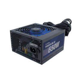 CoolBox Powerline III 650W Alimentation PC 80+ Blanc, Ventilateur 120mm Silencieux, ATX, 20+4 pin, Noir